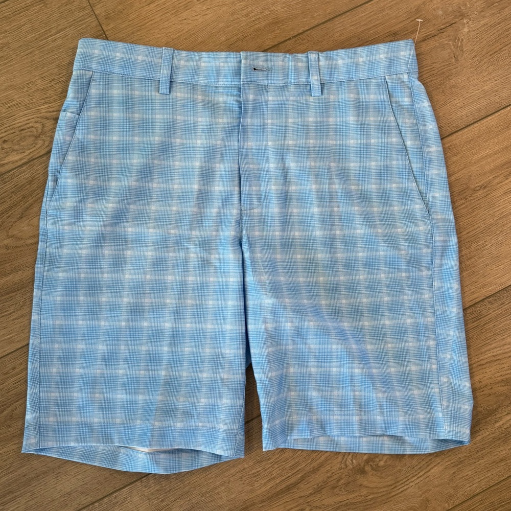 PGA Tour Men’s Golf Shorts (Blue/White Plaid)